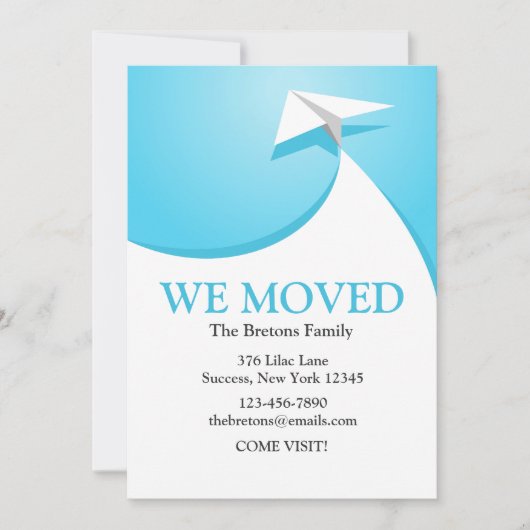 ペーパー平らな移動発表 案内状 (正面)