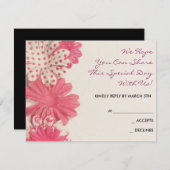 ペーパー花のピンクのバルミツワーの招待状の応答 出欠カード (正面/裏面)