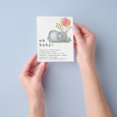 ペーパー |エレファントピンクガール赤ちゃんシャワー招待状 (手)