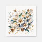 ペーパー キュリングの花と蝶 スタンダードカクテルナプキン (正面)