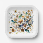 ペーパー キュリングの花と蝶 ペーパープレート (正面)