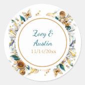 ペーパー キュリング フラワーズ エレガント パーソナライズド ラウンドシール (正面)