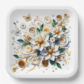 ペーパー・クイリングの花と蝶 ペーパープレート (正面)