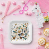 ペーパー・クイリングの花と蝶 ペーパープレート (パーティー)