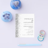 ペーパー |シルバーグリッター婚約パーティ招待状 (シングル)
