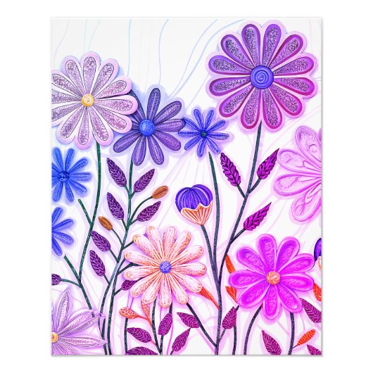ペーパー＆スレッドで咲く花：3Dキュイリングの野の花 フォトプリント            (正面)