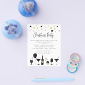 ペーパー |ドリンクブラック金ゴールドクリスマスパーティー招待状 (シングル)