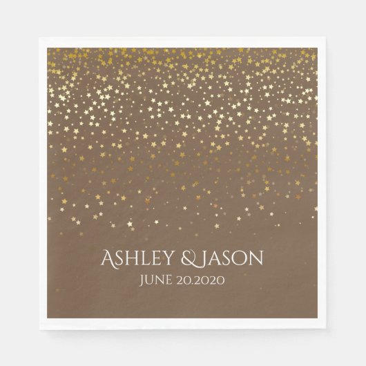 ペーパー パーティー ディスポーザブル ナプキン ピュア ゴールデン スターズ スタンダードランチョンナプキン (正面)