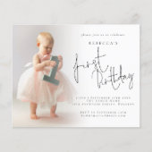 ペーパー |フォトモダンオーバーレイ1st誕生日招待状 (正面)