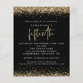 ペーパー |ブラック金ゴールドグリッター50パーティの招待状