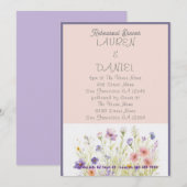 ペーパー ミニマリスト テキスト QR コード フラワー ウェディング 招待状 (正面/裏面)