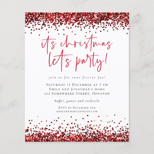 ペーパー |レッドグリッタークリスマスプレゼントパーティーホワイト (正面)