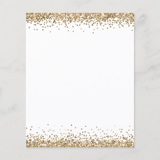 ペーパー |任意の年齢誕生日金ゴールドグリッターホワイト招待状 (裏面)