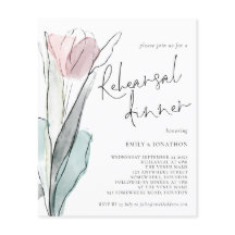 ペーパー |水彩チューリップリハーサルディナー招待状