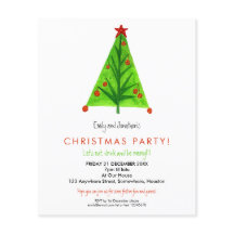 ペーパー | 現代的なツリーのクリスマスパーティ招待状