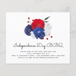 ペーパー | 赤白青の花模様 4th July BBQ 招待状