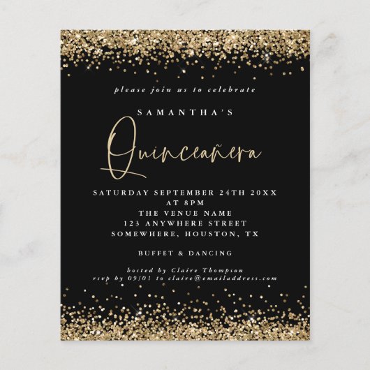 ペーパー |金ゴールドグリッターキンセアニラ15thパーティーブラック (正面)