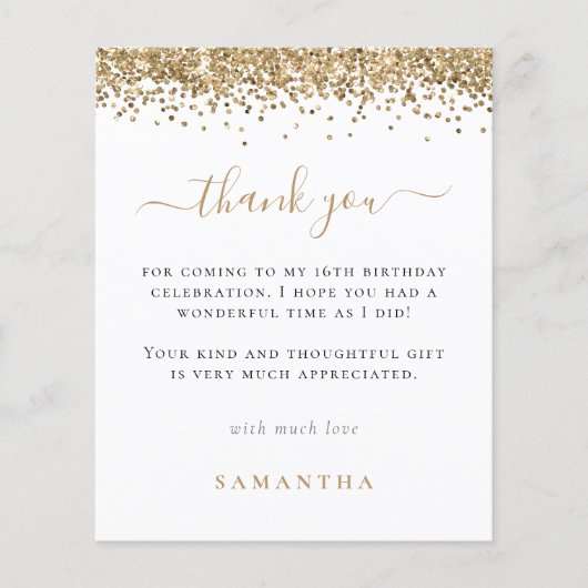 ペーパー |金ゴールドグリッターフォトスイート16ありがとうございます (正面)