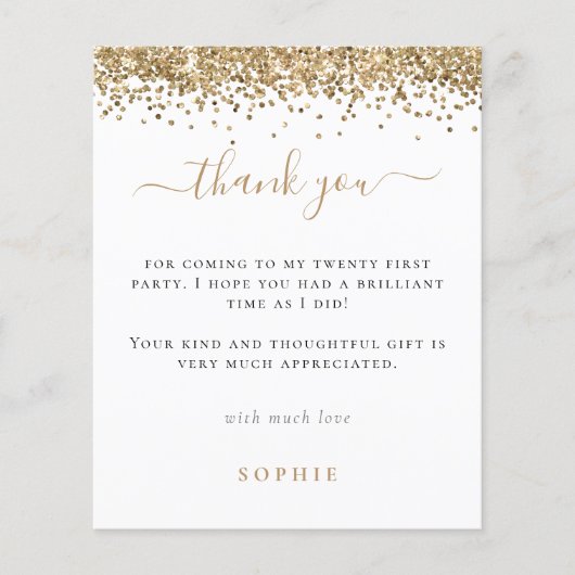 ペーパー |金ゴールドグリッター写真21番目のパーティー感謝してい (正面)