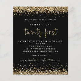 ペーパー |金ゴールドグリッター21stブラックパーティの招待状