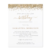 ペーパー |金ゴールドグリッターAny Age Birthday Party招待状