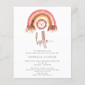 ペーパー | Bohoかわいいライオンの虹の誕生のお知らせ (正面)