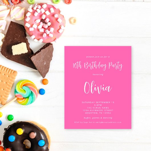 ペーパー Script Hot Pink 10thバースデーパーティー