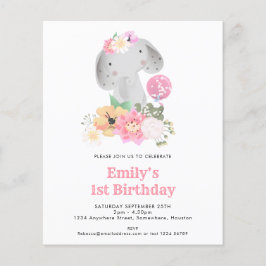 ペーパー | Sweet Elephant First Birthday Party招待状