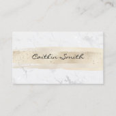 ペールゴールドの筆致が施されたシルバー・ホワイト・フォイル大理石 名刺 (正面)