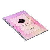 ペールピンクと黄色の虹色ガラスのテクスチャ ノートブック (右側)