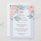 ペールピンクの桃色の芍薬　結婚式招待状　披露宴 (正面)