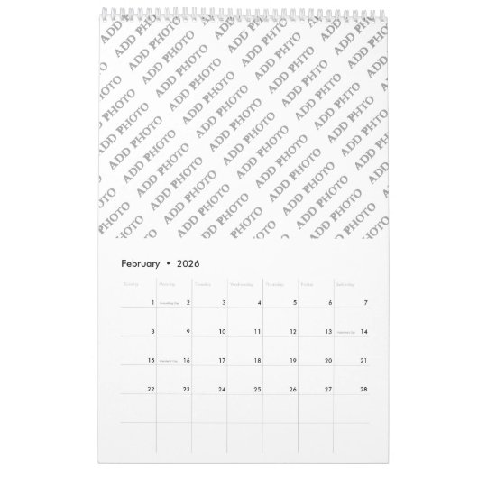 ペー独身のジ予定表の写真の追加 カレンダー (2月 2026)