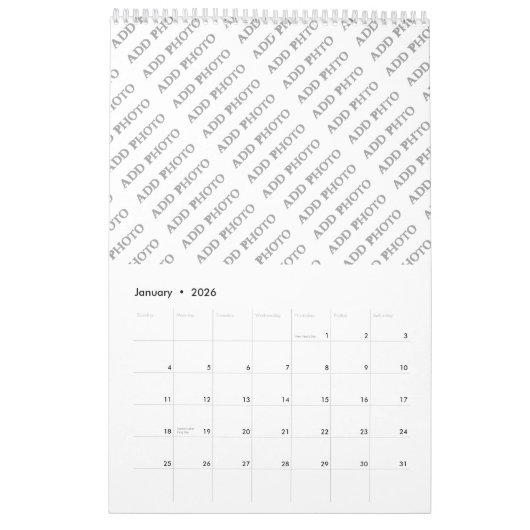 ペー独身のジ予定表の写真の追加 カレンダー (1月 2026)