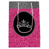 ペ恋しく思ージャントティアラクラウンピンクFXグリッターギフトバッグ ミディアムペーパーバッグ (裏面)