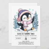 ペ魅力的カラフルンギン誕生日 招待状 (正面/裏面)