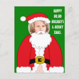 ホおもしろいーにパーソナライズされたサンタの衣装顔 ポストカード