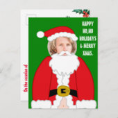 ホおもしろいーにパーソナライズされたサンタの衣装顔 ポストカード (正面/裏面)