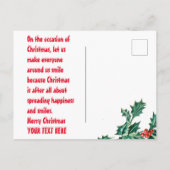 ホおもしろいーにパーソナライズされたサンタの衣装顔 ポストカード (裏面)