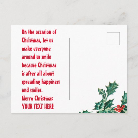 ホおもしろいーにパーソナライズされたサンタの衣装顔 ポストカード (裏面)