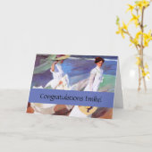 ホアキンソロラレディメンズ歩くビーチ カード (黄色い花)