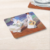 ホアキンソロラレディメンズ歩くビーチ スクエアペーパーコースター (アングル)