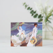 ホアキンソロラレディメンズ歩くビーチ ポストカード (スタンド正面)
