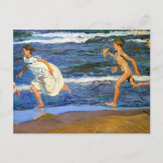 ホアキン・ソローリャ「浜辺を走る」 ポストカード (正面)