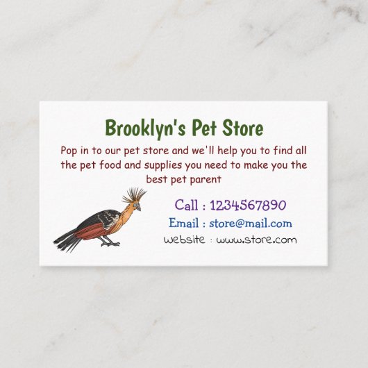 ホアチン鳥の漫画イラストレーション 名刺 (正面)