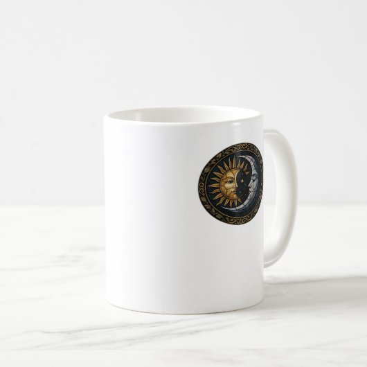 ホィムシーのステンドグラスの月と太陽クラシックの コーヒーマグカップ (正面右)