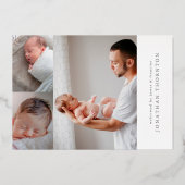 ホイはっきりしたル |写真コラージュベビーの誕生発表 箔招待状 (裏面)