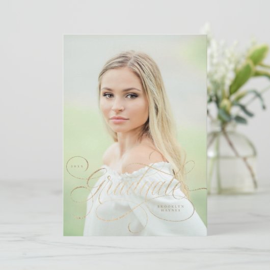 ホイエレガントルフェイクスクリプ独身のト写真卒業 招待状 (スタンド正面)