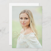 ホイエレガントルフェイクスクリプ独身のト写真卒業 招待状 (正面/裏面)