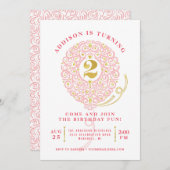 ホイエレガントルフェイクバレースのようルーン2nd誕生日パーティー 招待状 (正面/裏面)