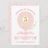 ホイエレガントルフェイクバレースのようルーン5th誕生日パーティー 招待状 (正面/裏面)